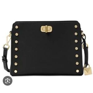 MICHAEL KORS SYLVIE STUD BLACK LEATHER BAG